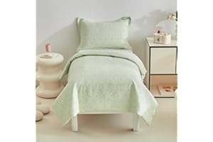 DuShow Toddler Duvet Cover with Pillowcase,Textured Kids Duvet Cover Set For Boys and Girls,Soft Reversible Bedding Set Green Dot-120 x 150