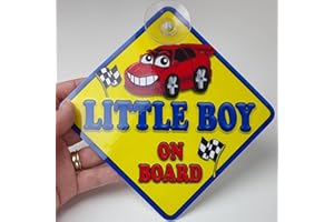 JUST THE OCCASION LITTLE BOY red rally car Non Personalised novelty baby on board car window sign.