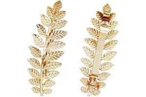 DONLEEVING Pack of 2 Gold Toga Party Halloween Greek Goddess Costume Gold Leaves Hair Clips (Halloween Gold Leaf Hair Clips)
