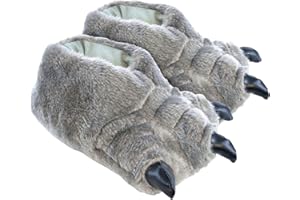 KS BRANDS Tom Franks Childrens Grey Plush Monster Claw Fun Slippers Size M - 11-12