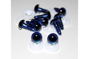 celloexpress 10mm GLASS LIKE Royal Blue Eyes with Plastic Backs - Safety Eyes for Soft Toy or Teddy Bear Making - Pack of 5 Pairs