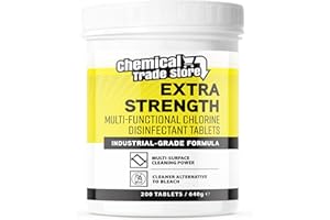 Chemical Trade Store - Multifunctional Chlorine Disinfectant Tablets - Trade-Strength Cleaning Tablets for Drains, Toilets, Surfaces & More - 640g