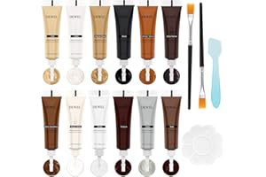 DEWEL Kit de réparation de bois,12 Couleurs - Tube de retouche pour parquet stratifié - Peinture de réparation pour rayures, fissures et décolorations sur bois
