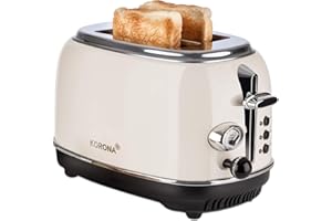Korona 21666 Tostapane | 2 fette | Crema | Indicatore livello di tostatura | Scongelare | Riscaldare | 810 watt | Attacco per sandwich | Centratura fette di pane