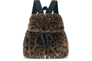 HuiYStar Mini Sac à Dos pour Filles et Femmes,Joli Sac à Main en Peluche Guépard,Petit Sac à Dos en Fausse Fourrure