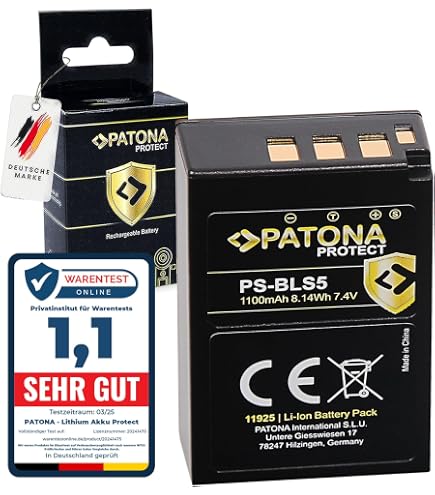 Batterie PATONA Platinum PS-BLS-5 1050mAh Pour Appareils Photo Olympus – Compatible E-M10, PEN, E-PL… – Recharge USB-C - 8