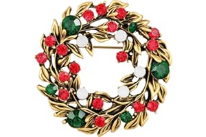 Yowivon Christmas Brooch Pins for Women, Fashion Crystal Rhinestone Sparkling Vintage Christmas Holiday Acessories Jewelry Pin Gift for Girls Christmas Tree, Wreath, Snowflake, Angel, Candy Cane