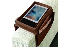 BEISIJIA Organizador de reposabrazos con bandeja para tazas, sofá Caddy TV, soporte de almacenamiento teléfono móvil, tabletas, revistas, libros, gafas, cables, bebederos, aperitivos, bolsa de soporte