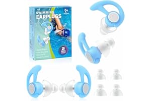 EARGRACE Tapones Para Los Oídos Para Nadar, 2 Pares De Tapones Para Los Oídos Impermeables, Ultra Cómodos, Reutilizables Para Adultos, Para Nadar, Ducharse, Bañarse, Surfear y Otros Deportes Acuáticos