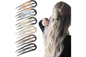 HINGTAI 6Pcs French Hair Clips, U Shaped French Hair Pin Retro Fork Hair Pin Internal Teeth French Hair Clips, Tortoise Shell French Hair Pins for Women Thin Buns Twist Hairstyle Accessories