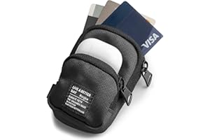 Ringke Mini Pouch [Two Pocket] Nylon Carrying Pouch Small Bag for AirPods, Galaxy Buds, Earphones, Cards, ID - Black