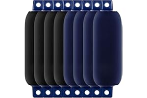 LEWTEMI 8 Pcs Boat Fender Covers 10.5 x 22 Inches Fleece Marine Bumper Covers Polyester Marine Fender Covers for Boats Fenders, Black and Navy Blue, Boat Fender is Not Included