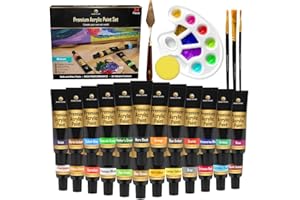 Desire Deluxe Peinture acrylique - non toxique, peinture pour pierre, céramique, verre, bois, porcelaine, cailloux. Ensemble de bricolage complet