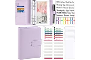TOMONEED Budget Binder Money Saving Wallet - A6 Money Wallets Budget Planner with Cash Envelopes Cash Binder for Trips and Diary (Purple)