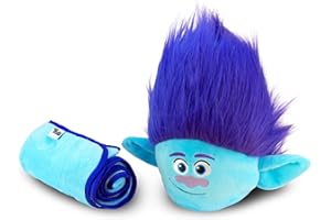 DREAMWORKS TROLLS Trolls Armrest Buddy Stuffed Plush Travelling Toy With Blanket 13” - Kids Ultimate Travel Pillow Companion Set (Branch)
