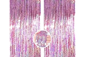 Rosa Backdrop Streamers AILEXI 2 Pack 1M*3M Metallic Tinsel Folie Fringe Vorhänge für Photobooth Party Dekor