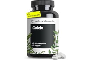 NATURAL ELEMENTS Calcio Integratore Vegano ad Alto Dosaggio – 180 Compresse – 800mg di Carbonato di Calcio per Dose Giornaliera – senza additivi indesiderati – prodotto in Germania e testato in laboratorio