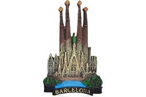MAXI-SOLUTIONS Barcelona Fridge Magnet, 3D Magnet Travel Sticker Souvenirs, Global Landmarks, Must-Have Featuring Iconic Cities like Dubai, London, Paris, and More (Barcelona)