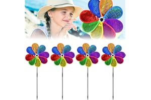 FuxFuis 4 PCS Moulin à Vent Plastique, Moulin à Vent Réfléchissant Anti Oiseaux Moulin à Vent Jardin Exterieur Moulin à Vent Arc en Ciel Moulin à Vent Anti Pigeon pour Terrasse Balcon Décoration