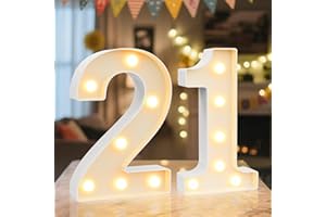 Ledido LED Light Up Marquee Numbers Sign - Cool & Warm Light up Numbers for 21st Birthday Decorations, LED Number Lights for Wedding Anniversary Grad Home Bedroom Table Wall Party Decor, Number 21