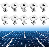 Kit Montage Panneaux Solaires Anbte - 6 Rails Alu 200mm + Vis + Tampons | Pour Toits Plats