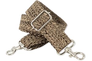 ‎BENAVA BENAVA Verstellbarer Schulterriemen für Taschen 75-135 cm | Taschengurt Braun Breit 40mm | Farbe Karabiner Silber | Taschengurte zum Wechseln | Schultergurt für Taschen