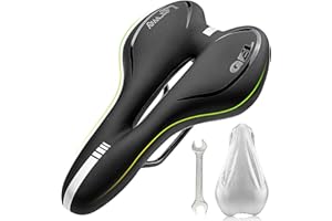 LERWAY Sella Bicicletta MTB, Sella Bici MTB, Nero Sedile Bici Strada Ciclismo BMX, Traspirante Sella Bici in PU Pelle, Impermeabile Sella Velo Confortevole Hollow Riflettente Bike Saddle