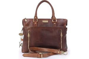 Catwalk Collection Handbags - Duża Damska Skórzana Torebka Typu Tote - Torba na Laptopa do Pracy - Aktówka z Paskiem na Ramię - Adele