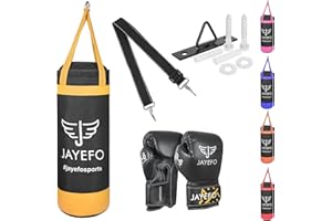 JAYEFO 5 pcs Kids Punching Bag Set for Children Boxing MMA Kickboxing Boxing Gloves Muay Thai Karate Punching Kick Age Youth Unfilled
