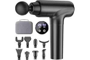 Cotsoco Pistola Massaggio Muscolare con Schermo LCD, 20 Velocità e 9 Testine, Pistola Massaggiante Silenziosa, Massaggiatore a Percussione per Schiena, Collo e Corpo, Regalo Compleanno Uomo Donna