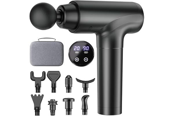 Pistolet de Massage Musculaire Anti-Douleur Sportif Massage gun, pistolet à Massage Électrique Silencieux, Cadeau de Relaxation pour la Fête des Mères et la Fête des Pères, Noir