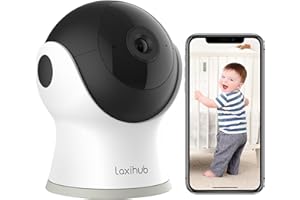 LAXIHUB Cámara Vigilancia WiFi Interior, Cámara IP WiFi Interior con Sirena, Audio Bidireccional,Visión Nocturna, Control Remoto, Detección de Movimiento y Sonido