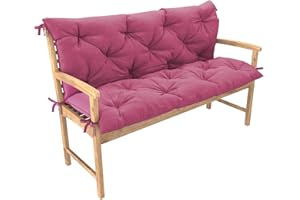 chilly pilley Cojín De Banco Relax Cojín De Palet con Respaldo Cojín De Columpio De Jardín Acolchado con Costuras Cojín De Jardín Cojín De Asiento Columpio De Hollywood (110x50x50, Rosa)