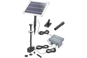 esotec Solar Teichpumpenset 6/220 LED außen, Teichpumpe mit Filter, Sprinklerpumpe 220l/h, LiFePo4 Akku, Solarmodul 6W, Solarbrunnen, Gartenteich Wasserspiel, Springbrunnenpumpe, 101023