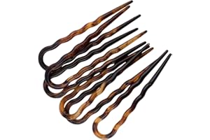 Righe e Pois - 6 FORCINE PER CAPELLI CM 07 MARRONE TARTARUGATO - PEZZI 6 - fermacapelli MADE IN ITALY, 6 forcine per capelli classiche e ondulate in acetato di cellulosa