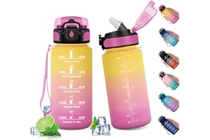 KOLLYKOLLA Borraccia Bambini 500ml , Borraccia con Cannuccia, Bottiglia Riutilizzabile, Bottiglia Acqua a Prova di Perdite, Bottiglia Acqua con indicatore Orario, Borracce per Bici, Scuola, Fitness, Sport