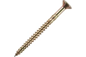 STIER vis à tête fraisée pour panneaux de particules, 100 pcs, 6x100, acier galvanisé, chromé, pointe auto-taraudeuse, jaune, filetage partiel, technologie tête fraisée 100 pièces