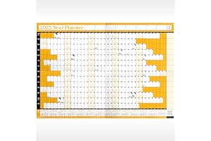 PLANNERHEAD 2025 Year Yearly Annual Office Home Wall Planner Calendar Chart Poster/Includes UK & Ireland Bank Holidays/Unmounted Unlaminated (Orange, Gigantic Size 90cm x 135cm (Rolled).)