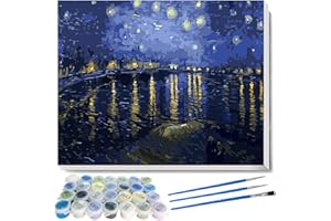 liziciti Malen nach Zahlen, Vincent Van Gogh Meisterwerk-Serie, Ölgemälde, Kunstwerke zum Selbermachen, für Erwachsene, Kinder, Anfänger, 40 x 50 cm, ungerahmt (The Rhone)