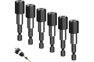 EXBRITH 6 piezas Juego de Portapuntas de Cambio Rápido Vástago Hexagonal de 1/4" Portapuntas Magnético, Portabrocas Giratorio de Lmpacto, para Taladro Eléctrico Llave de Impacto Destornillador