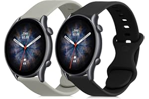 kwmobile Paski do zegarków kompatybilne z Huami Amazfit GTR (47 mm) / GTR 2 / GTR 2e / GTR3 / GTR 3 Pro, zestaw 2 wymiennych pasków silikonowych, szary/czarny, Large, Poliuretan termoplastyczny