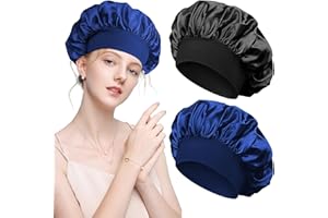 CAIKAILIOR 2 Stück Satin Haarhaube,Bonnet Sleep Cap Haarhaube Haar Haube zum Schlafen Locken Schlafhaube Haare Schützen Nacht Schlafmütze Curly Hair Kopfhaube,für Herren Damen Kinder Die Nachts Haarschutz Bonet