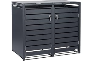 Zelsius Mülltonnenbox 2er Mülltonnen | (B) 132 x (T) 80 x (H) 117 cm | Anthrazit RAL7016 | inkl. Erweiterungsmöglichkeit | Mülltonnenverkleidung, Garten Müllbox, Aufbewahrungsbox für Mülltonnen