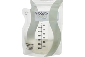 Vital Baby Nurture Easy Pour Breast Milk Storage Bags 250ml 30pk – Breastmilk Collection Pouches - Non-Spill & Leakproof with Hygiene Spout - BPA, Phthalate & Latex Free - Store in Fridge or Freezer