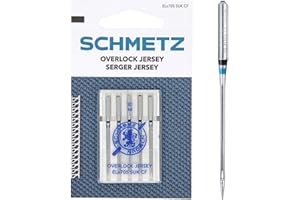 Aiguilles pour surjeteuse Schmetz – 90 (14) jersey, pointe boule moyenne, idéales pour tricots et tissus extensibles, lot de 5
