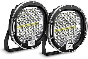 Safego LED Driving Work Light, 7'' 300W LED Pods Light Bar Spot Beam 30000LM Round Offroad Light Fog Light Lamp Roof Bar Bumper for 4x4 SUV ATV Truck Boat Tractor 12V, 2PCS - Black Shell