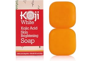 Koji White Pure Kojic Acid Skin Brightening Savon for Face with Hyaluronic Acid, Vitamin C - Skin Glowing, Moisturizing, Even Tone Cleansing Bar, Sun Damage Skin with Tea Tree, Vegan, 80g (2 Savons)