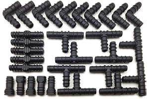 Grow Insane - 13mm (1/2) Pipe/Hose Irrigation Connector Pack - 30 Piece - Tee - Elbow - Joiner - End Plug - Triple Barbed Kit