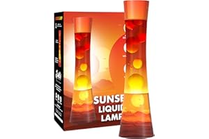 Jambo Lampe à mouvement liquide 15,5" – Modèle amélioré avec motif Sunset – Belle lampe décorative pour salon et chambre, lumière relaxante, veilleuse pour ados, enfants et adultes