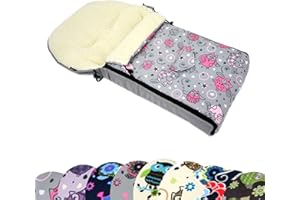 BABYS-DREAMS BAMBINIWELT universaler Winterfußsack (90cm oder 108cm), auch geeignet für Babyschale, Kinderwagen, Buggy, aus Wolle im Eulendesign (108cm, 2)